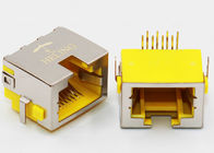 Right Angle 8P8C RJ45 Female PCB Connector Tab Up Yellow Housing Sinking